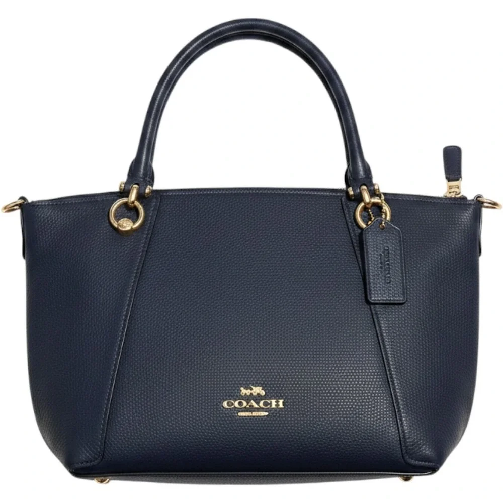 Coach KaceySatchel Midnight Blue Pebbled Leather Handbag Missing Crossbody Strap
